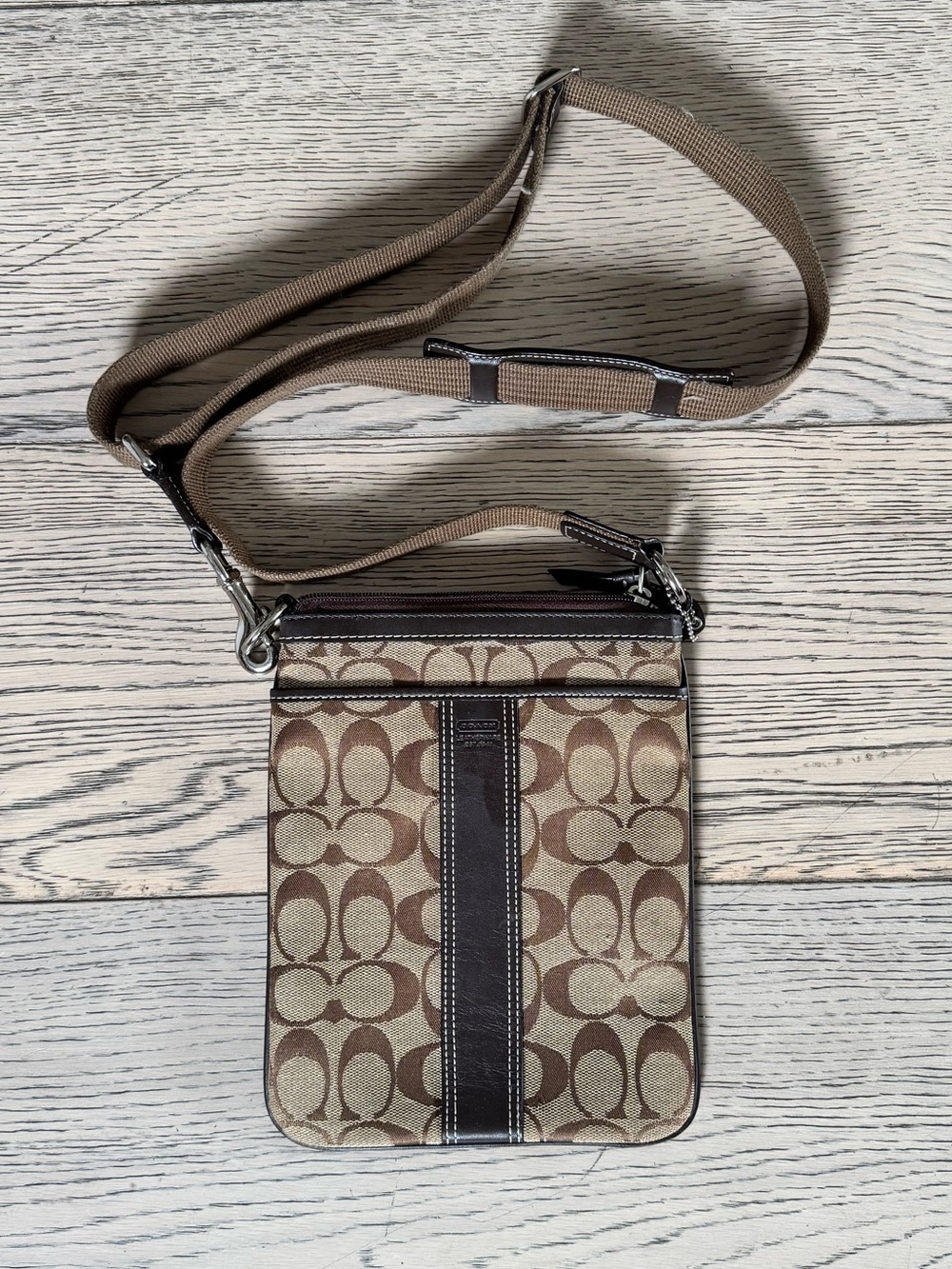 Coach Brown Signature Canvas Messenger Crossbody